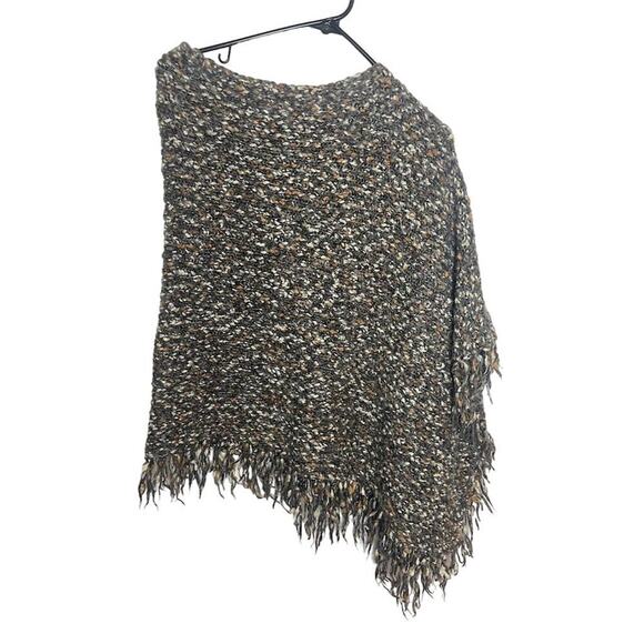 CAbi Women's Multicolor Fringe Poncho Sweater Boho Cape One Size Pullover - Picture 2 of 3